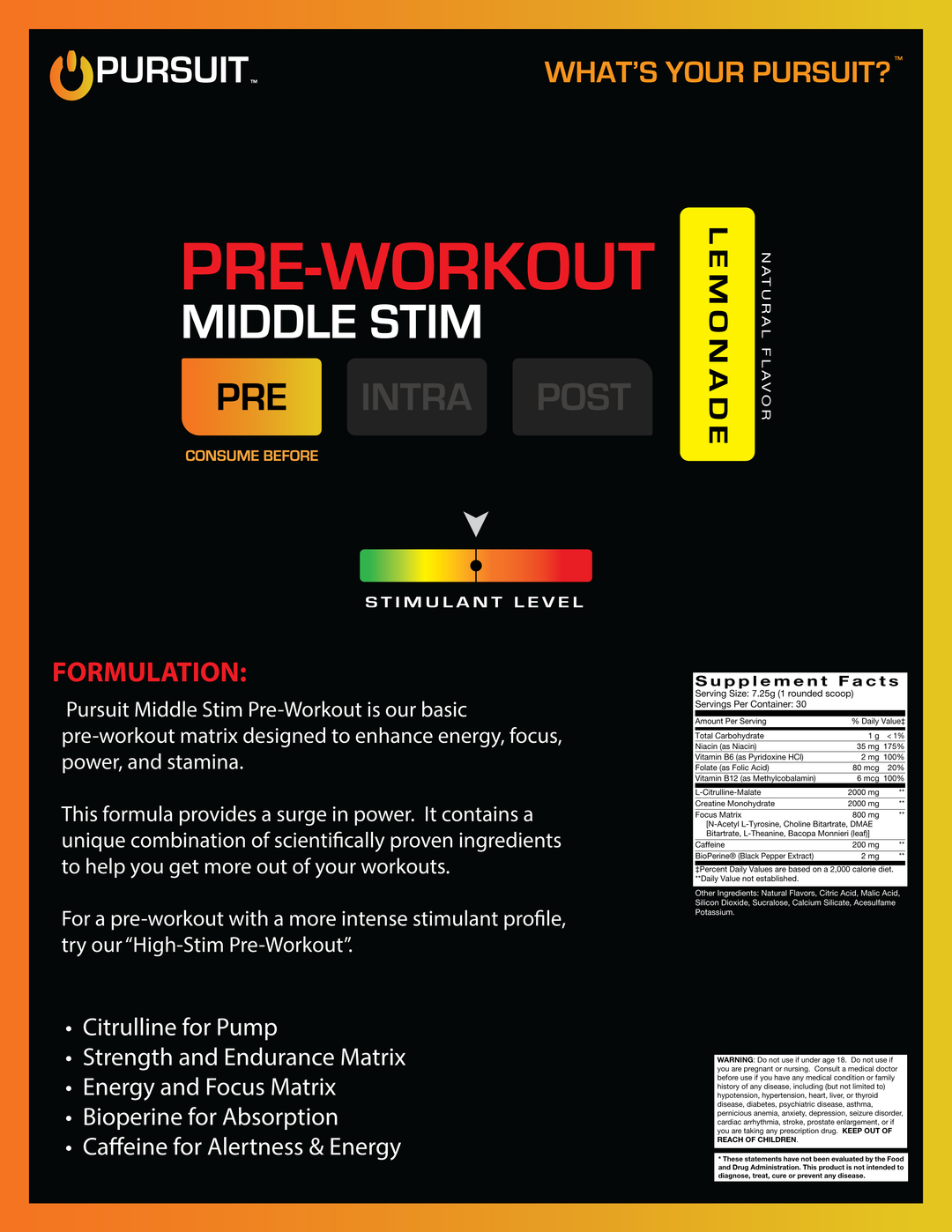 Pre Workout | Middle Stimulant